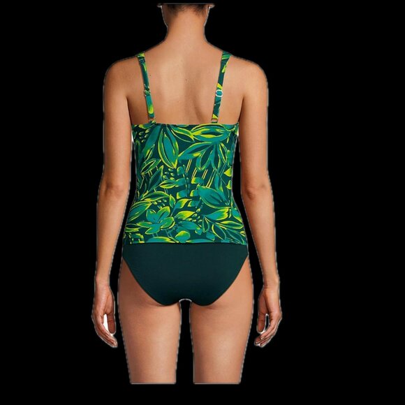 Lands' End Women's 4, 2-10 LONG Chlorine Resistant Underwire Wrap Tankini Top De - Picture 3 of 15